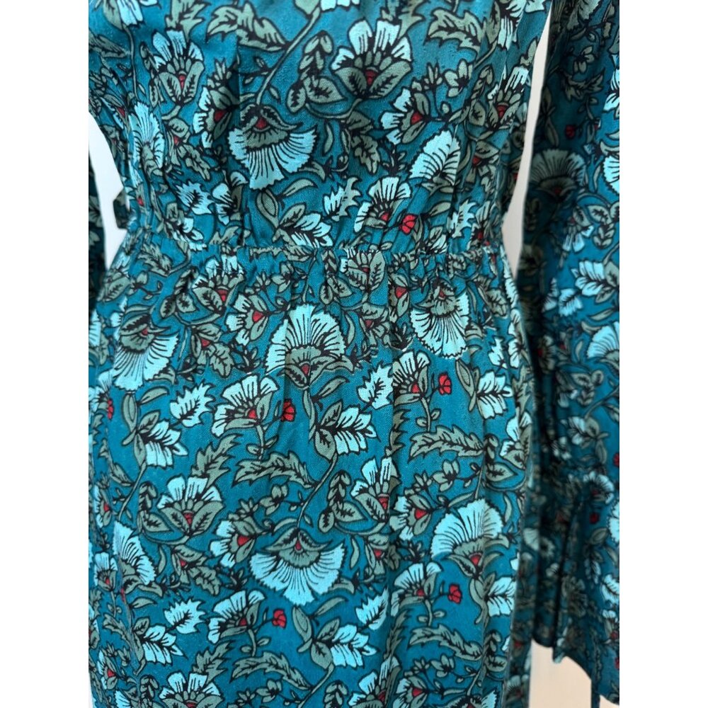NWT Band of the Free XS Bohemian Long Sleeve Maxi Dress Teal Floral Print - Picture 9 of 13